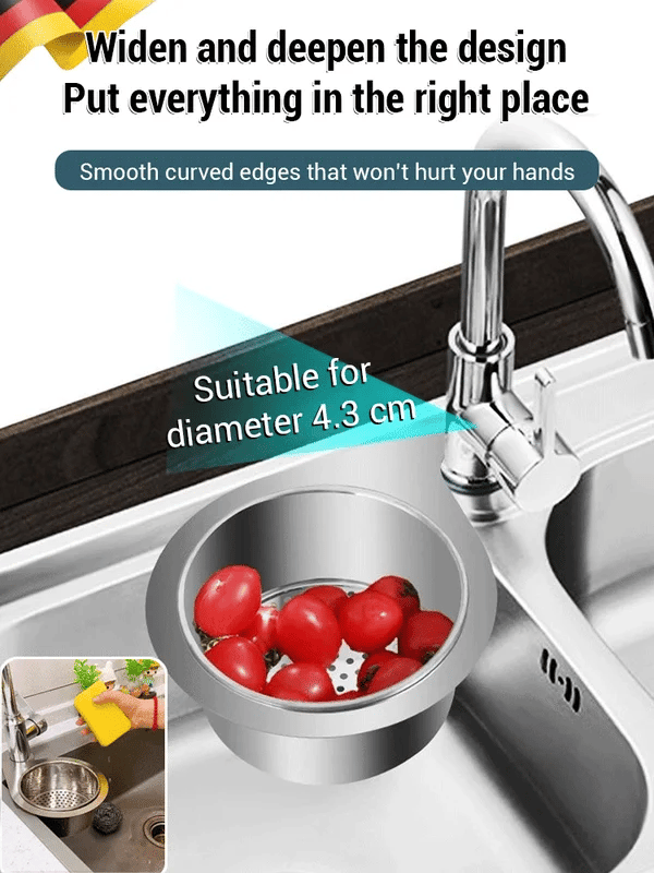Stainless steel drain basket for kitchen sink