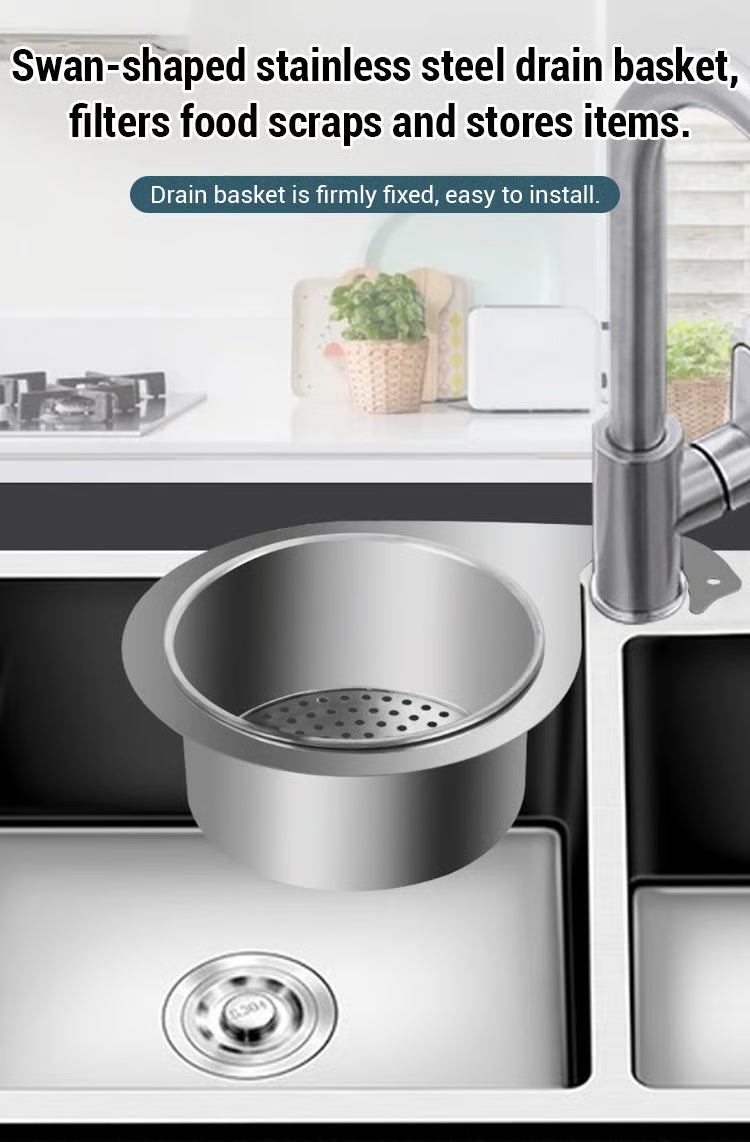 Stainless steel drain basket for kitchen sink